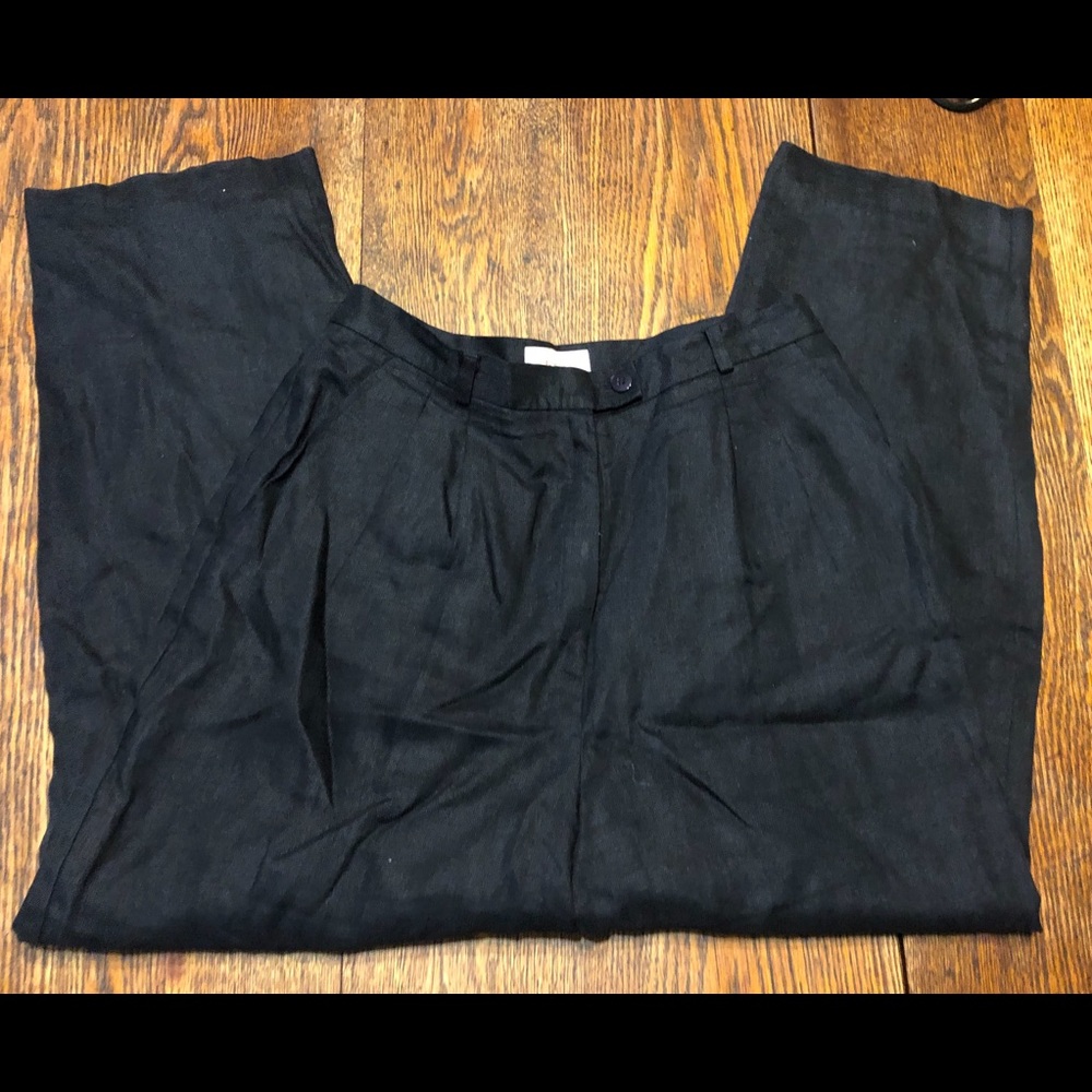 Talbots VTG  Irish Linen hi-waist black pant  sz10